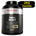 MUSASHI 100% Whey 2KG Protein Powder - Vanilla Milkshake P25g, C2g & F2g