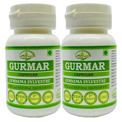 Morsan Nutraveda’s GYMNEMA SYLVESTRE (Gudmar, Gurmar) Extract Capsules | Highest Potency, 100% Herbal Product | Pack of 60 X 500 mg. Veg. Capsules (Pack of 2)