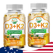 Vitamin K2 D3 MK-7 5000IU Capsules, 2 x 120PCS, Boost Immunity & Heart Health