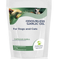 Odourless Garlic Oil 2mg for Dogs and Cats Pets Food Supplement Capsules Help to maintain a healthy heart and circulation Reduced levels of anti-social garlic breath Our capsule provides garlic with very much reduced levels of anti-social garlic breath. Each capsule provides on average: Odourless Garlic Oil 2mg Ingredients: Soybean Oil, Capsule Shell (Gelatin, Glycerine), Odourless Garlic Oil 2mg. Recommended Dose: 1 capsule per day with a meal as a food supplement.