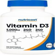 Nutricost Vitamin D3 5000 IU Vitamin Supplement - 240 Softgels (NTC071201)