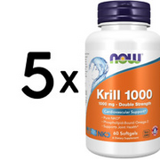 (300 g, 652,61 EUR/1Kg) 5 x (NOW Foods Neptune Krill Oil, 1000mg - 60 softgels)