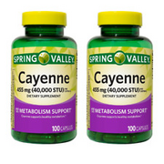 Spring Valley Cayenne Capsules 455 MG 40000 STU 100 Count 2-Pack