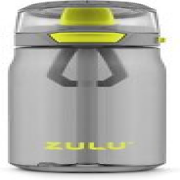Zulu Kids Flex Water Bottle with Silicone Spout, Plastic 16oz, Gray/Green