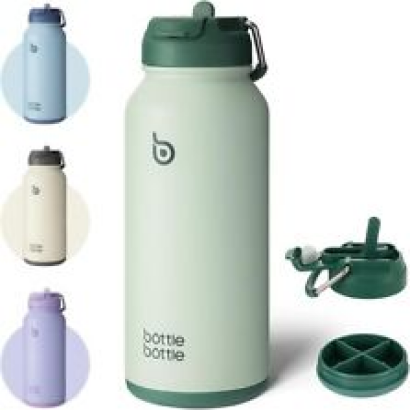 BOTTLE 32oz Insulated Water Bottle Stainless Steel Sport Green