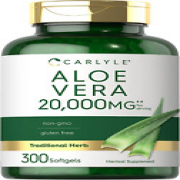 Aloe Vera Softgel Capsules 20,000Mg | 300 Count | Aloe Vera Gel Supplement | Non
