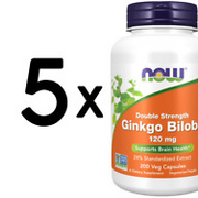 (500 g, 299,54 EUR/1Kg) 5 x (NOW Foods Ginkgo Biloba Double Strength, 120mg - 2