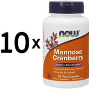 (900 g, 234,62 EUR/1Kg) 10 x (NOW Foods Mannose Cranberry - 90 vcaps)