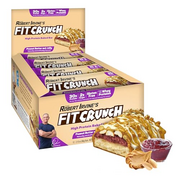 FITCRUNCH Full Size Protein Bars, Designed by Robert Irvine, 6-Layer Baked Bar, 2g of Sugar, Gluten Free & Soft Cake Core (12 Bars, Peanut Butter and Jelly)