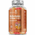 Multivitamin Gummies for Kids - 120 Gummies - 17 Essential Vitamins &amp; Omega 3, 6 &amp; 9 - Strawberry &amp; Orange Flavour - For 3 to 12 Years Children