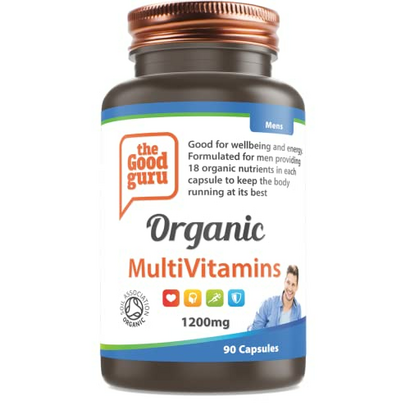 The Good Guru Organic Multivitamin for Men, Vegan Multivitamin Capsules - Multivitamin Capsules for Men with 18 Essential Active Vitamins & Minerals - (90 Capsules)